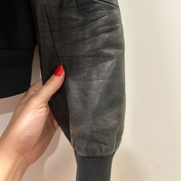 Wool leather bomber jacket - Picture 2 of 6